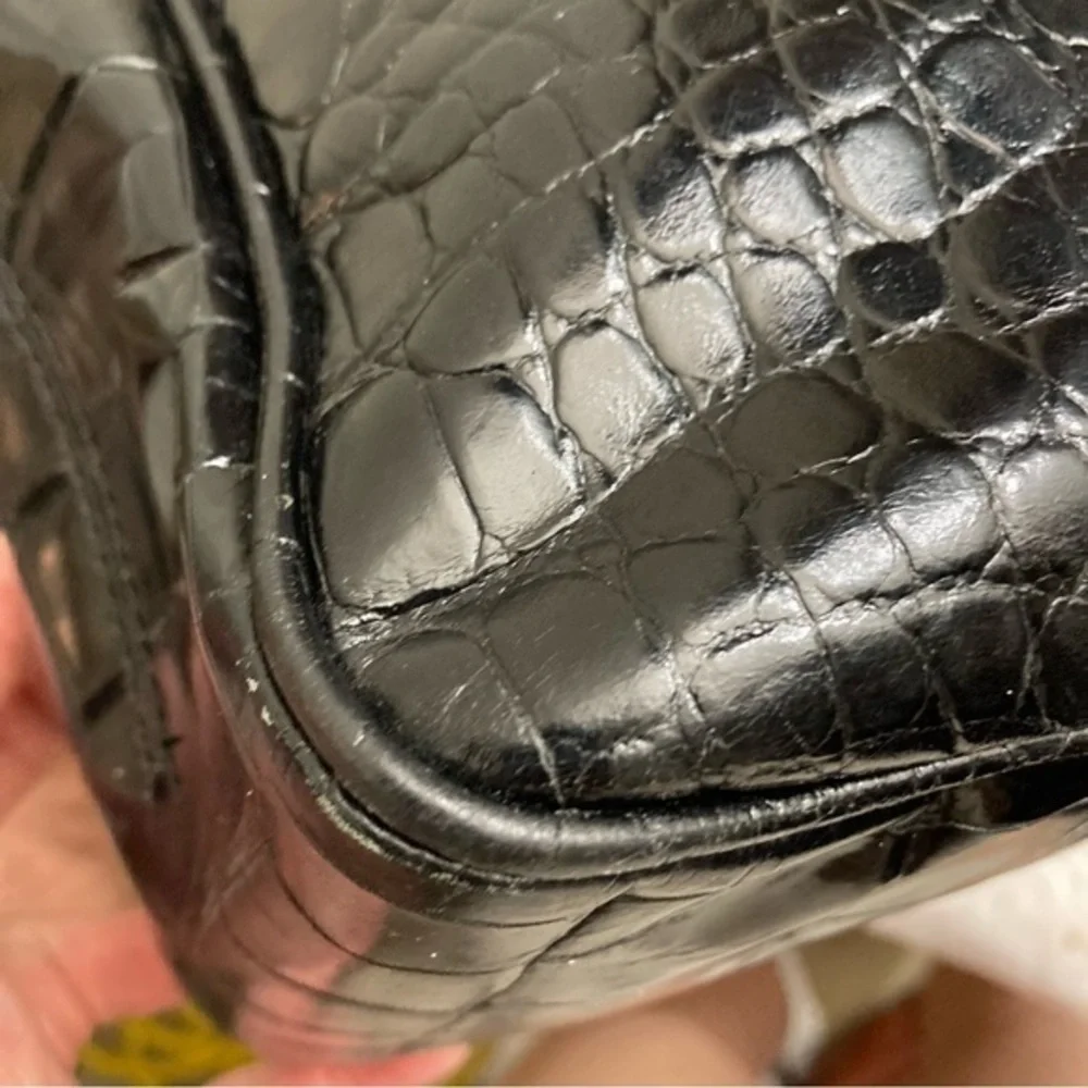 Furla black embossed leather multi compartment tote bag
